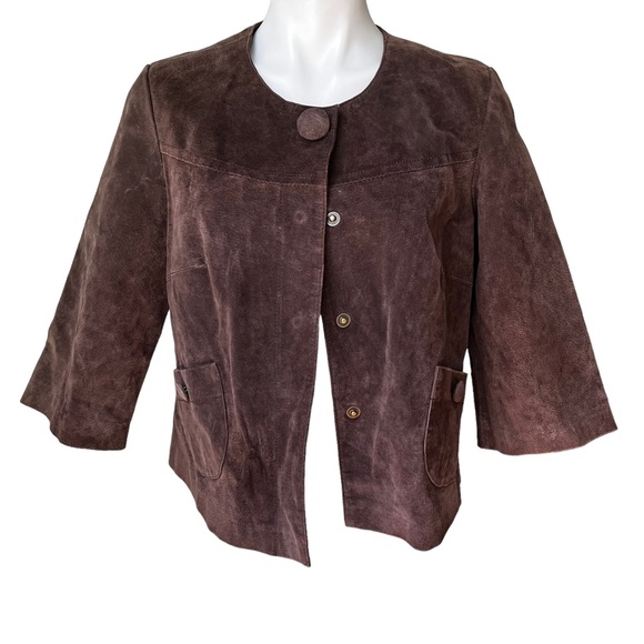 Live A Little Distressed Leather Swing Jacket, Brown. - Picture 7 of 11